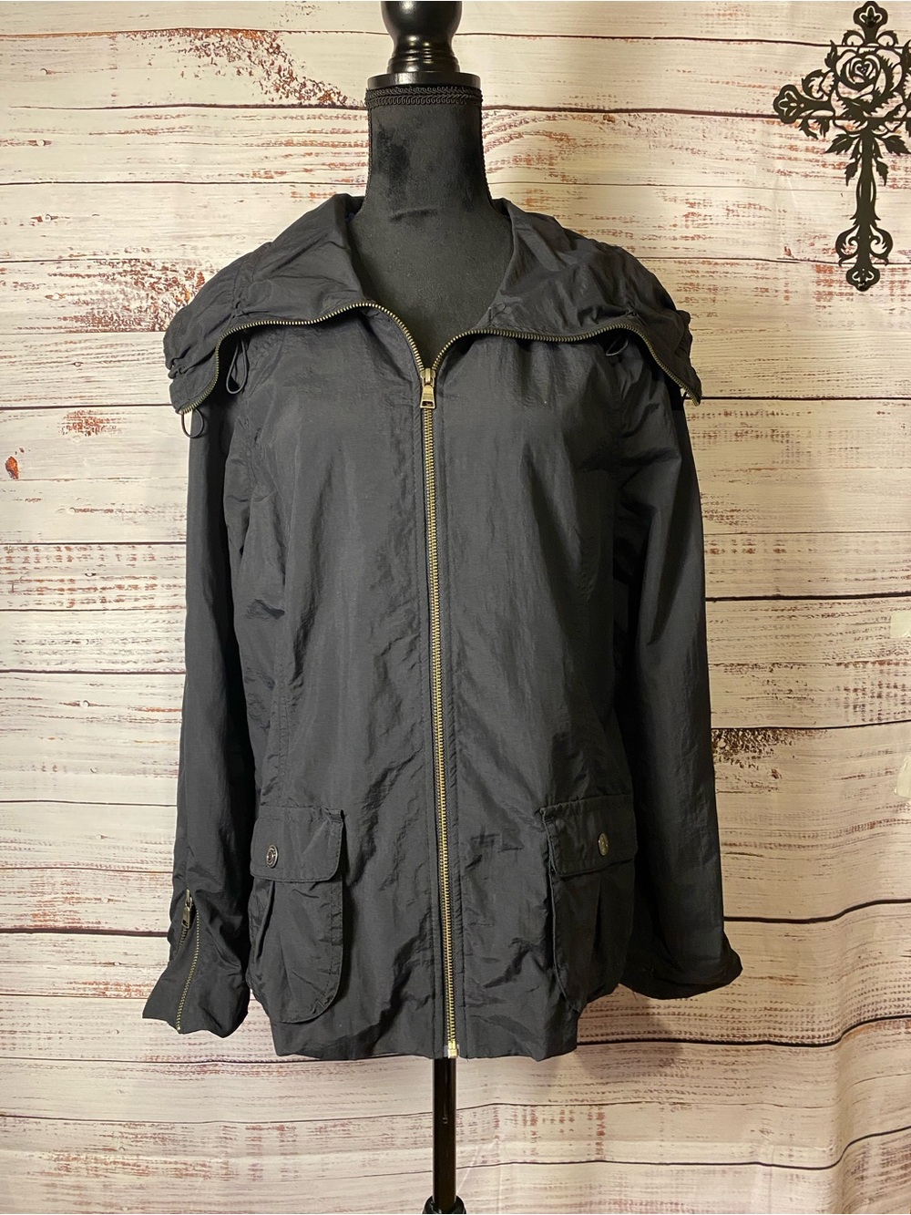 Sonoma Black Utility Hooded Zip Jacket Sz-XL